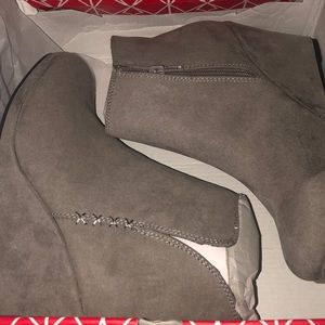 Grey Wedge heel boots
